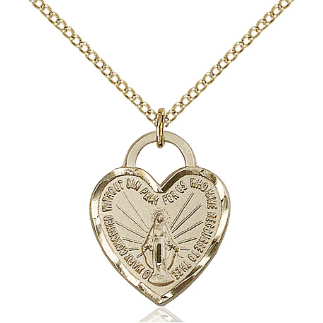 Miraculous Medal Necklace Gold Filled 18