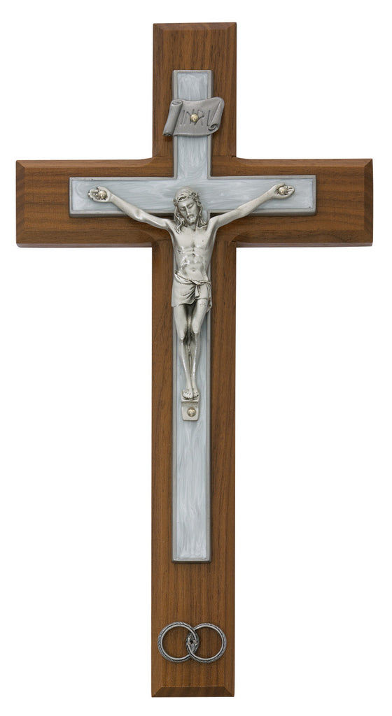 Wedding Crucifix with White Epoxy 10"