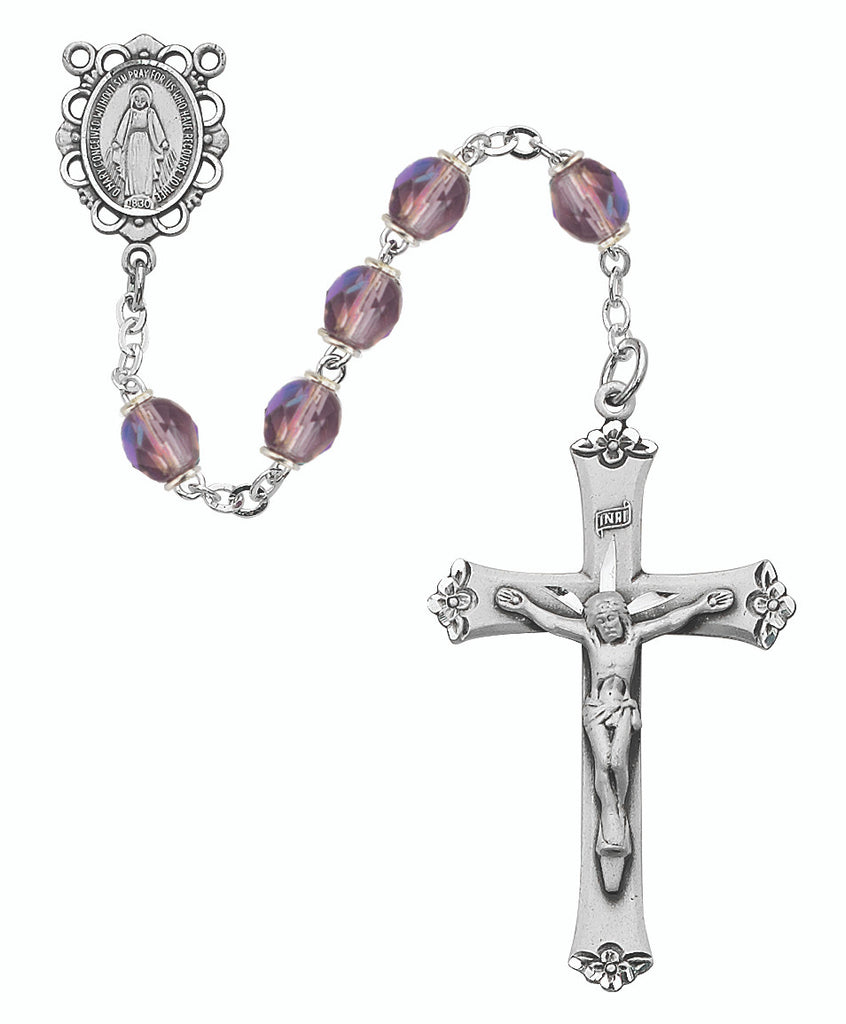 Birthstone Rosary - Light Lavender Glass June Rosary, Boxed