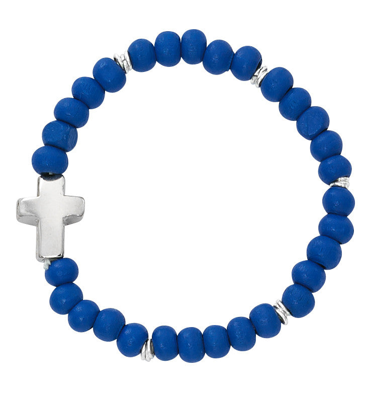 Bracelet - 5.5" Blue Wood Stretch Bracelet