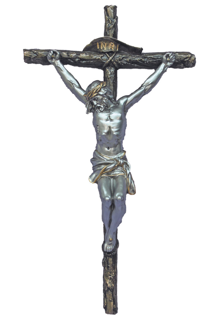 Crucifix - Bronze with Pewter Corpus 16"