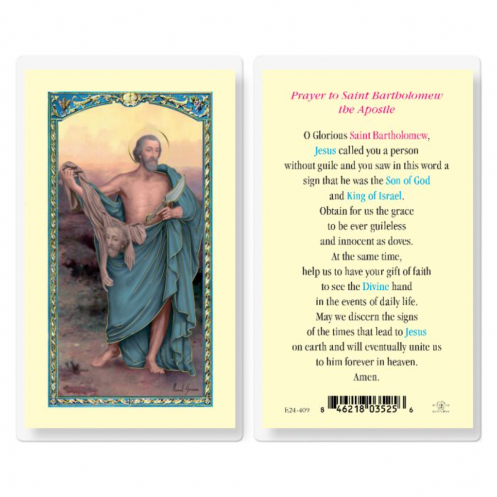 Bartholomew - Saint Bartholomew Holy Card