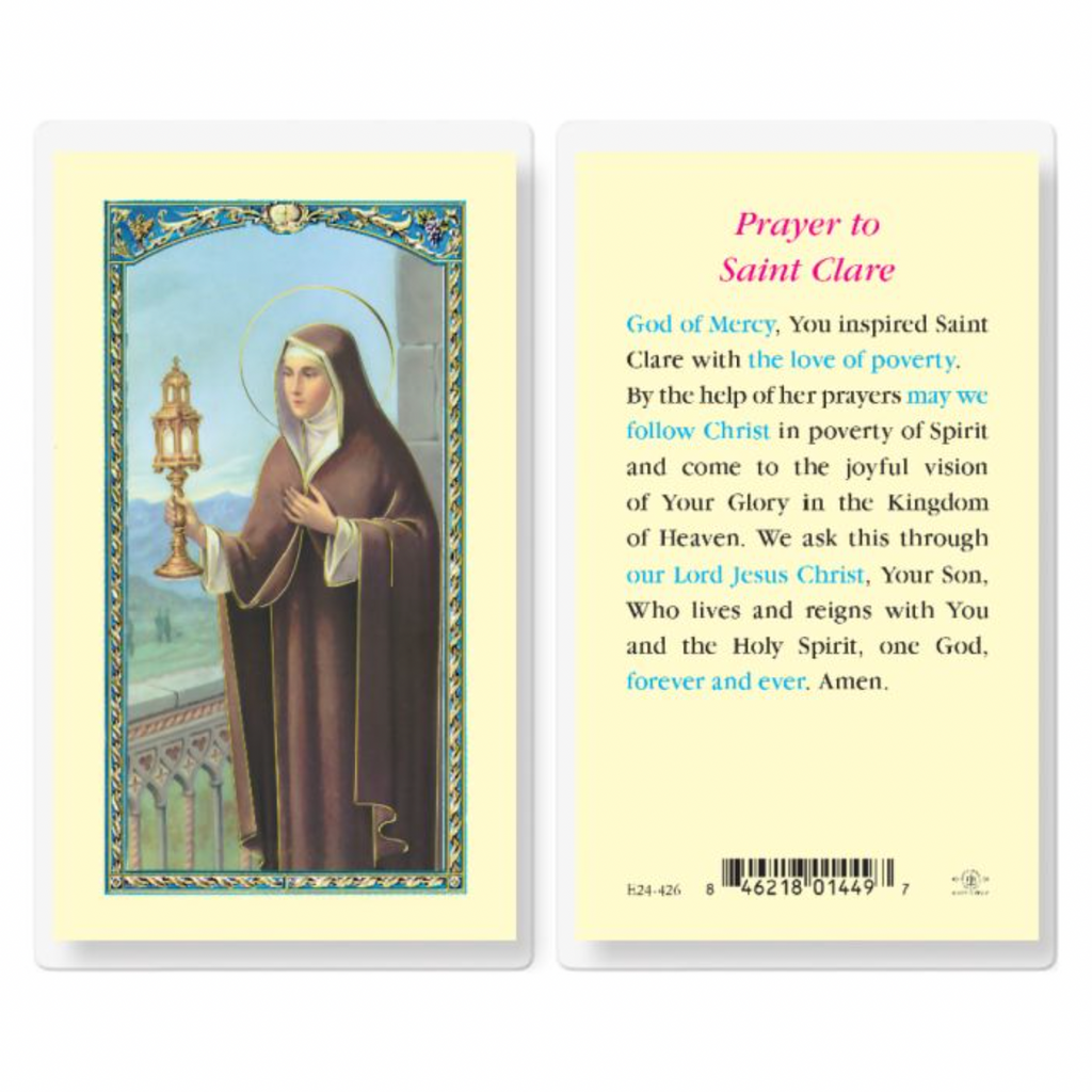 Clare - Saint Clare Holy Card