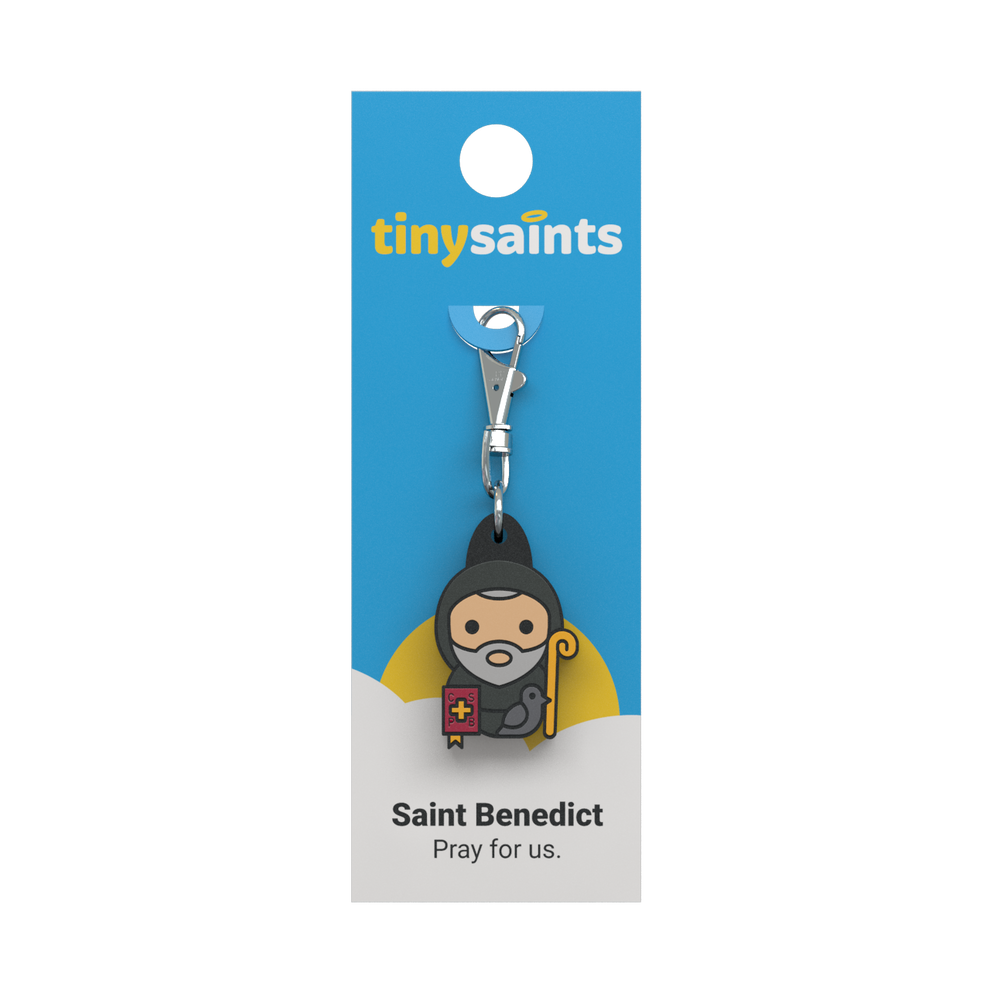 Tiny Saints - St. Benedict Zipper Pull