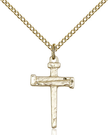 Nail Cross Necklace Gold Filled 18"