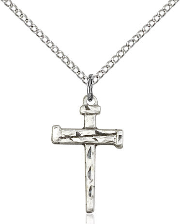 Nail Cross Necklace Silver 18"