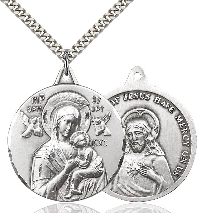 Our Lady of Perpetual Help Medal Sterling Silver 24"