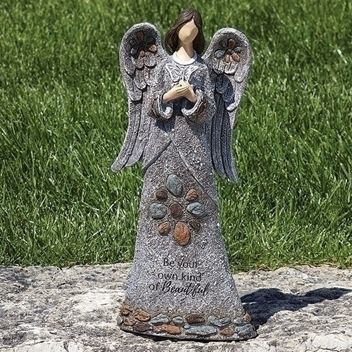 Angel with Butterfly Pebble Statue 14"H