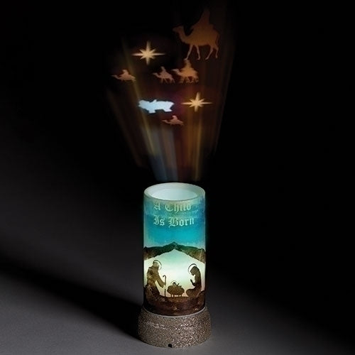 LED Nativity Projector Candle 6.75"