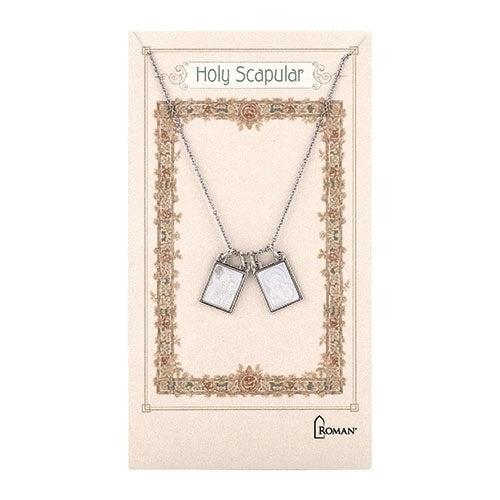 Double Scapular Necklace Silver 18"L