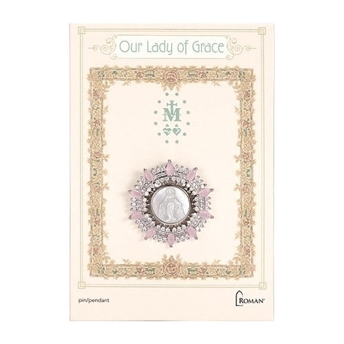 Our Lady of Grace Pin Round Pink1.5"H