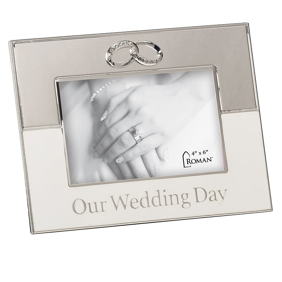 Our Wedding Day Frame White and Silver 6.5"H