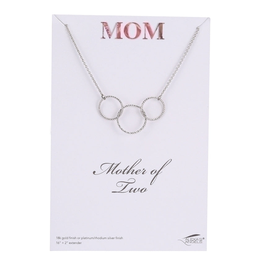 Mother of Two Necklace, Silver 16"L