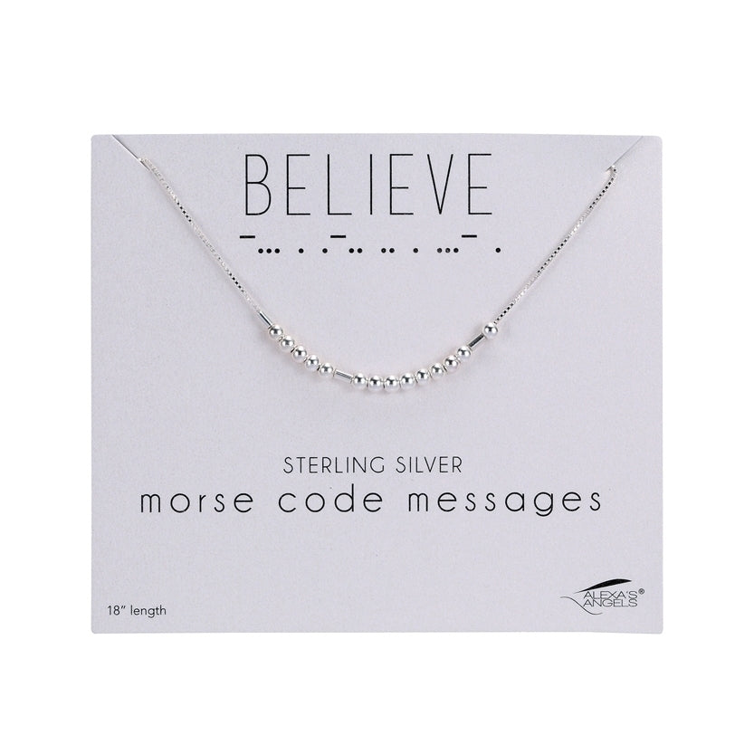 Morse Code Necklace Believe 18"L