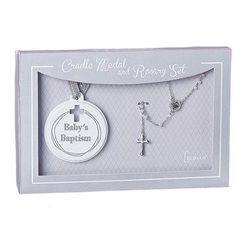 Rosary and Cradle Medal Set 6"H