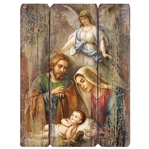 Holy Family with Angel Decorative Panel 17"