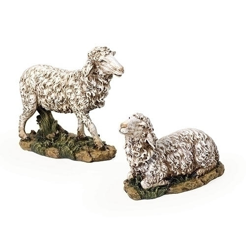2 Sheep Standing and Seated in Color 14.5" 2pc set