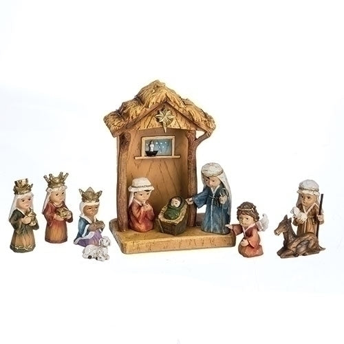 Nativity with Stable 8"H 11pc set