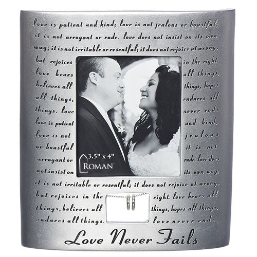 Love Never Fails Wedding Frame 7"H