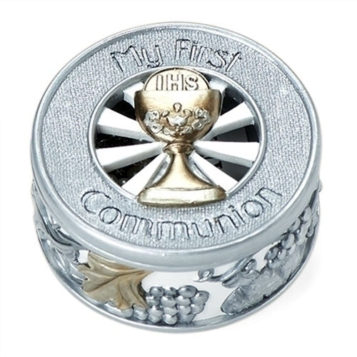Communion Chalice Keepsake Box in Silver and Gold 1.5"H