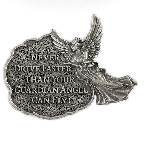 Never Driver Faster Than Guardian Angel Visor Clip .75"H