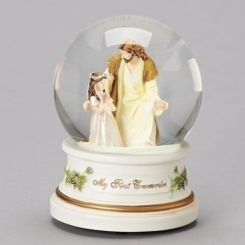 Communion Girl with Jesus Musical Globe 5.5"H