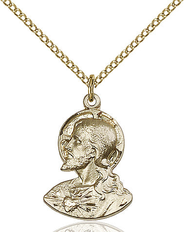 Head of Christ Medal Necklace Gold Filled 18"
