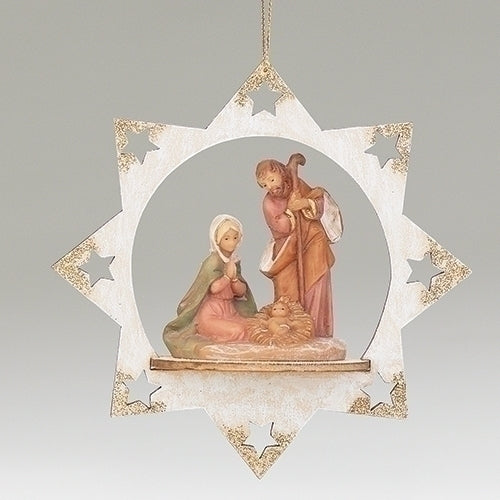 Holy Family Star Ornament 5"H