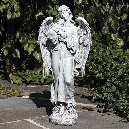 Angel Holding Baby Garden Statue 25.5"H