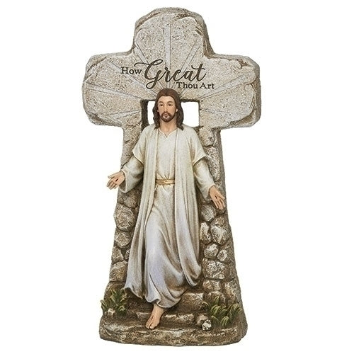Jesus Rising from Tomb Cross Statue 15.25"H