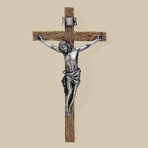 Antiqued Silver Crucifix 13.25"H