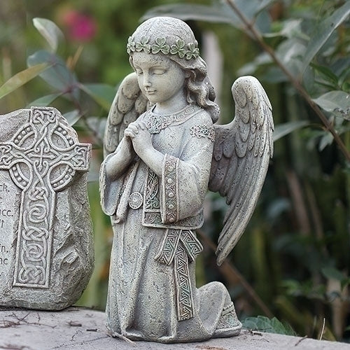 Celtic Kneeling Angel Garden Statue 12.25"H