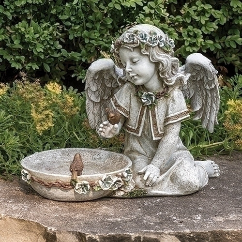 Solar Angel Birdbath Garden Statue 10.75"H