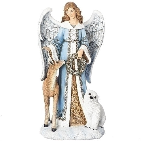 Blue Angel with Deer and Bear 13"H
