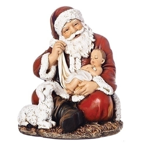 Santa Sitting with Baby Jesus Figure 6"H