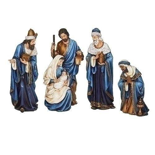 Nativity Set in Royal Blue and Gold 9.5"- 15"H 4pcs