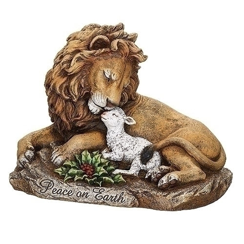 Lion and Lamb on Rock Figure 8.5"H