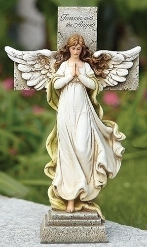 Memorial Angel with Cross 12"H
