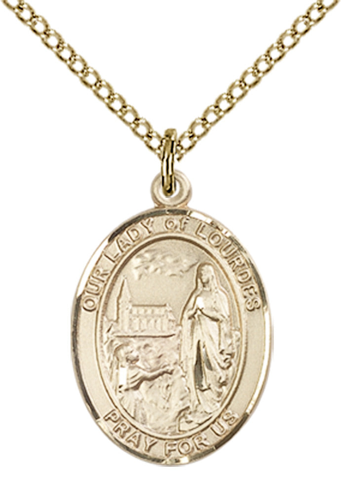 Our Lady of Lourdes Necklace Gold Filled 18"