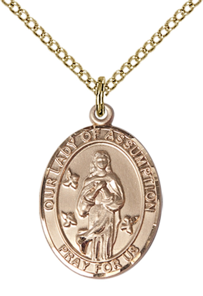 Our Lady of Assumption Necklace Gold Filled 18"