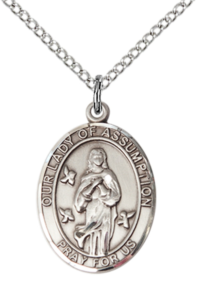 Our Lady of Assumption Necklace Sterling Silver 18"