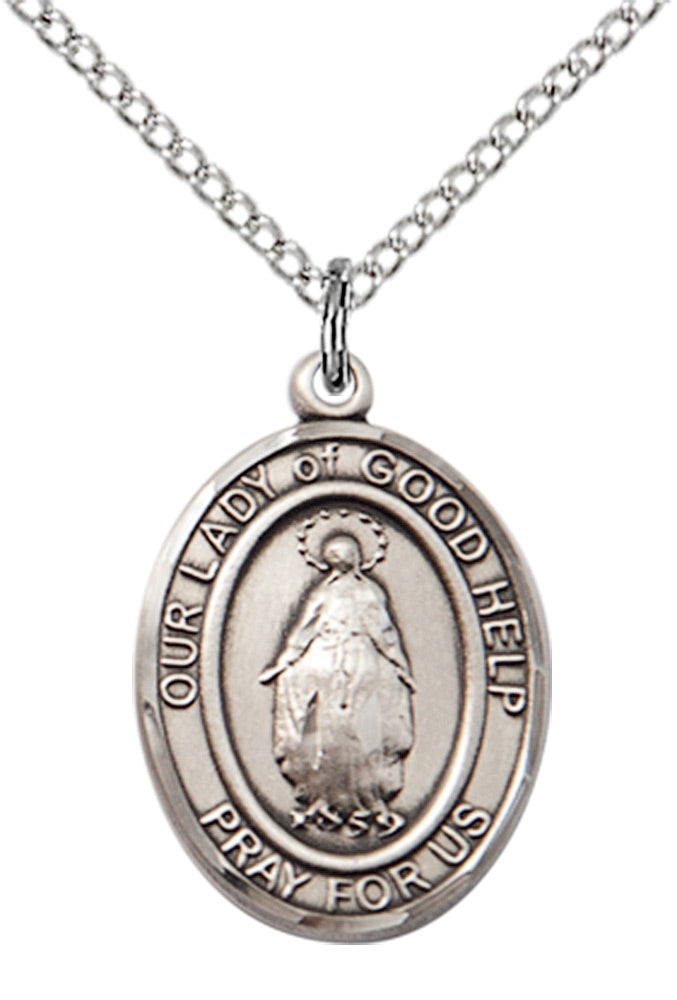 Our Lady of Good Help Necklace Sterling Silver 18"