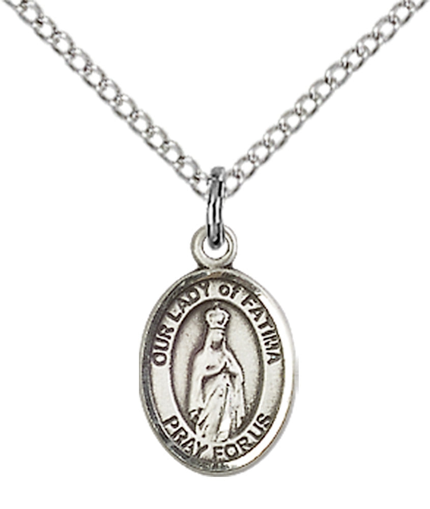 Our Lady of Fatima Necklace Sterling Silver 18"