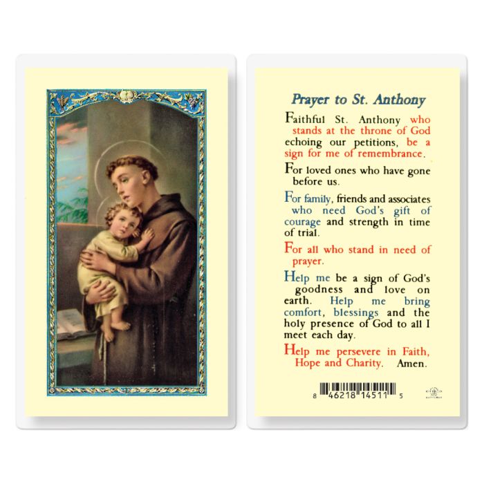 Anthony - Saint Anthony of Padua Holy Card
