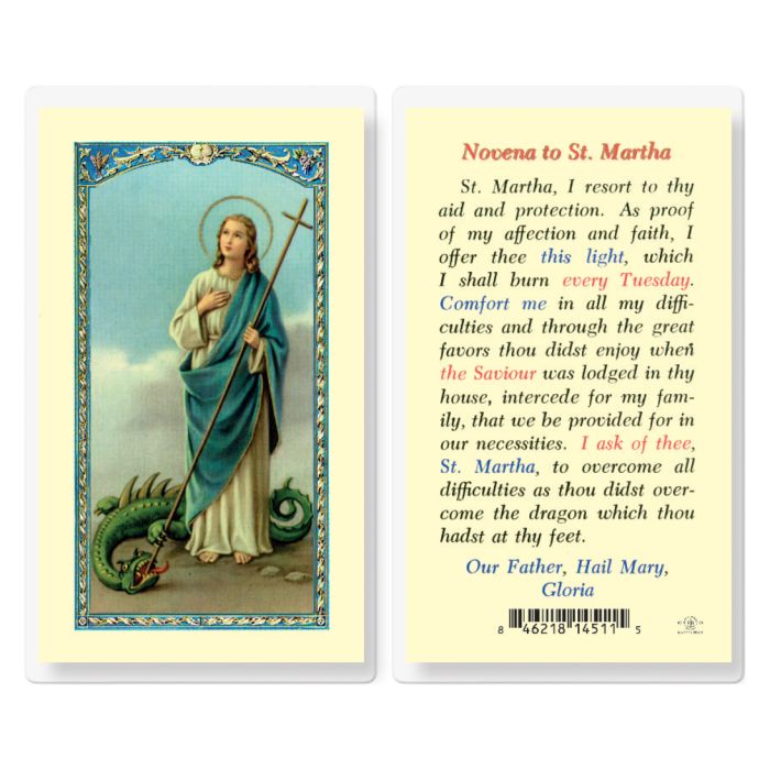 Martha - Saint Martha Novena Prayer Holy Card