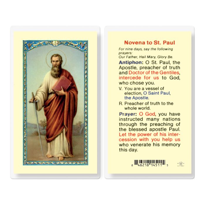 Paul - Saint Paul Novena Prayer Holy Card