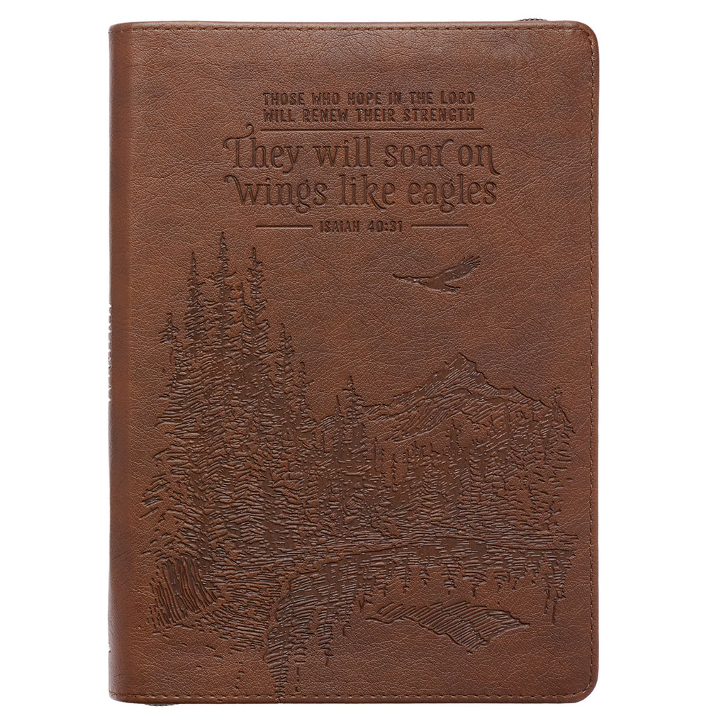 Soar Brown Faux Leather Classic Journal with Zipped Closure -  Isaiah 40:31