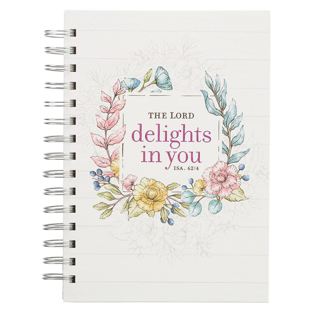 The LORD Delights Pink Floral Wirebound Journal - Isaiah 42:6