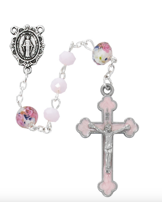 Rosary - 6mm Pink Matte Communion Rosary
