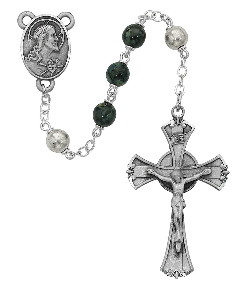 Rosary - Green and Black Rosary Boxed